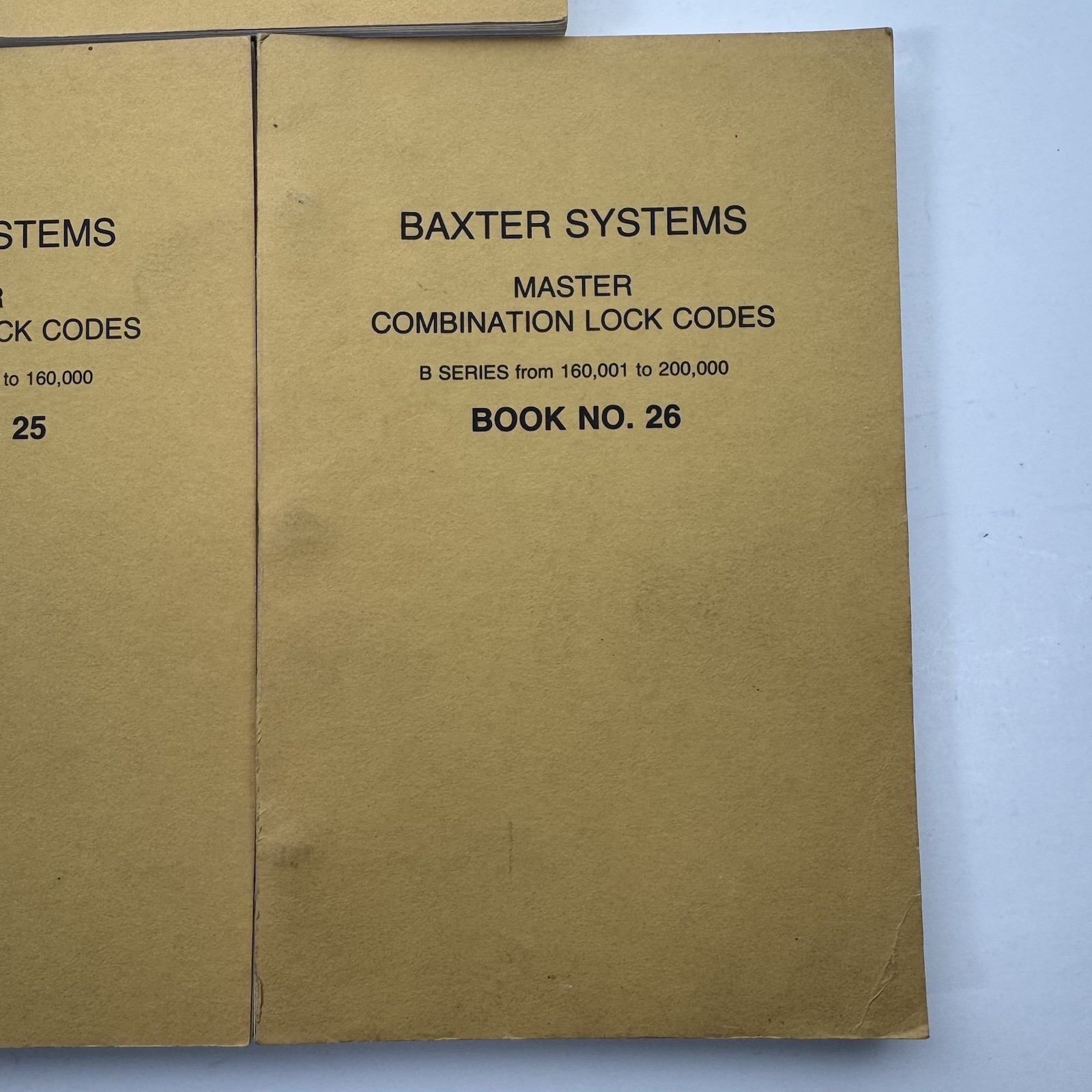 Lot 3 Baxter Systems Master Combination Lock Codes B Series 6 1/2B N0 25 + NO 26