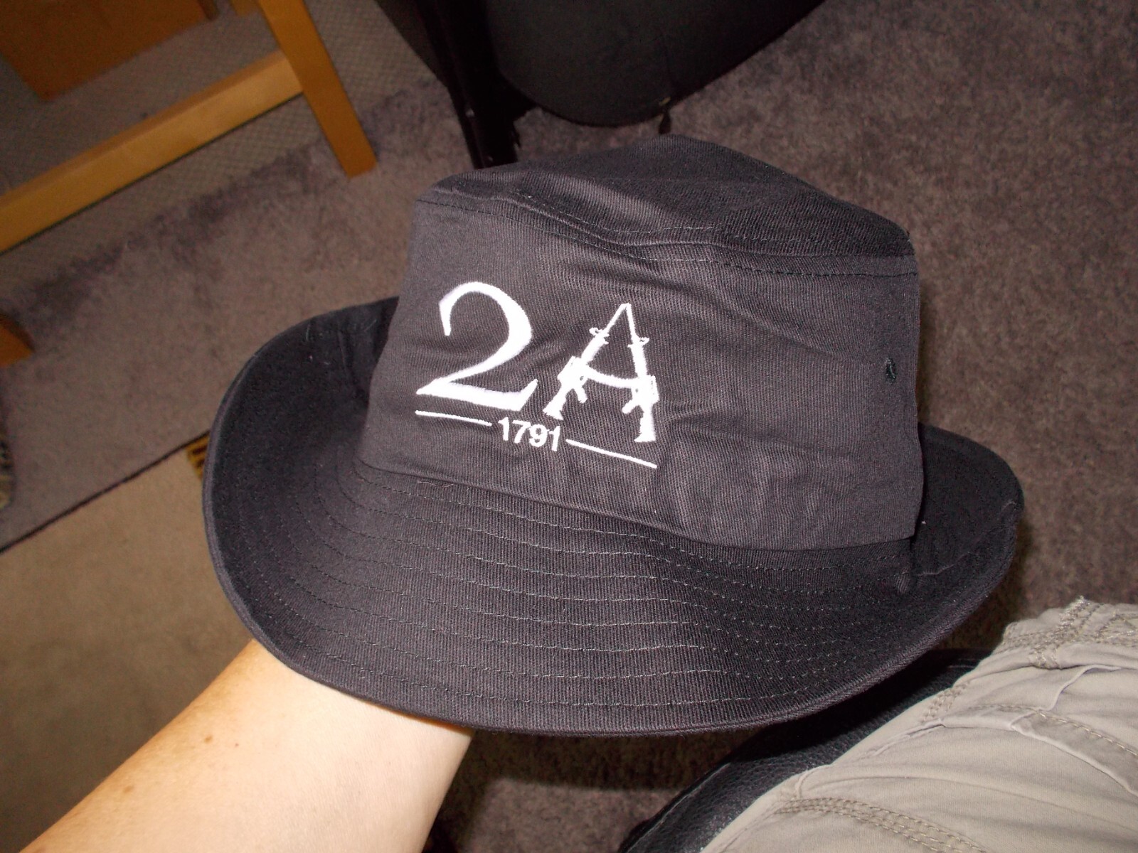 2A Hat 2nd Amendment Black Floppy Fishing Bucket Right Bear Arms Gun Rifles Cap