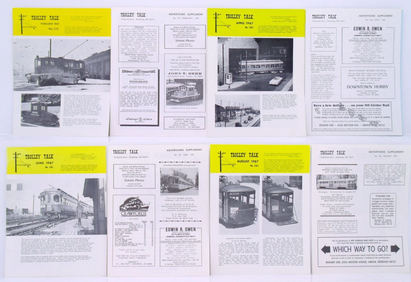 Lot Trolley Talk 1987 News Letter Issues Advertising Supplement Train Book READ