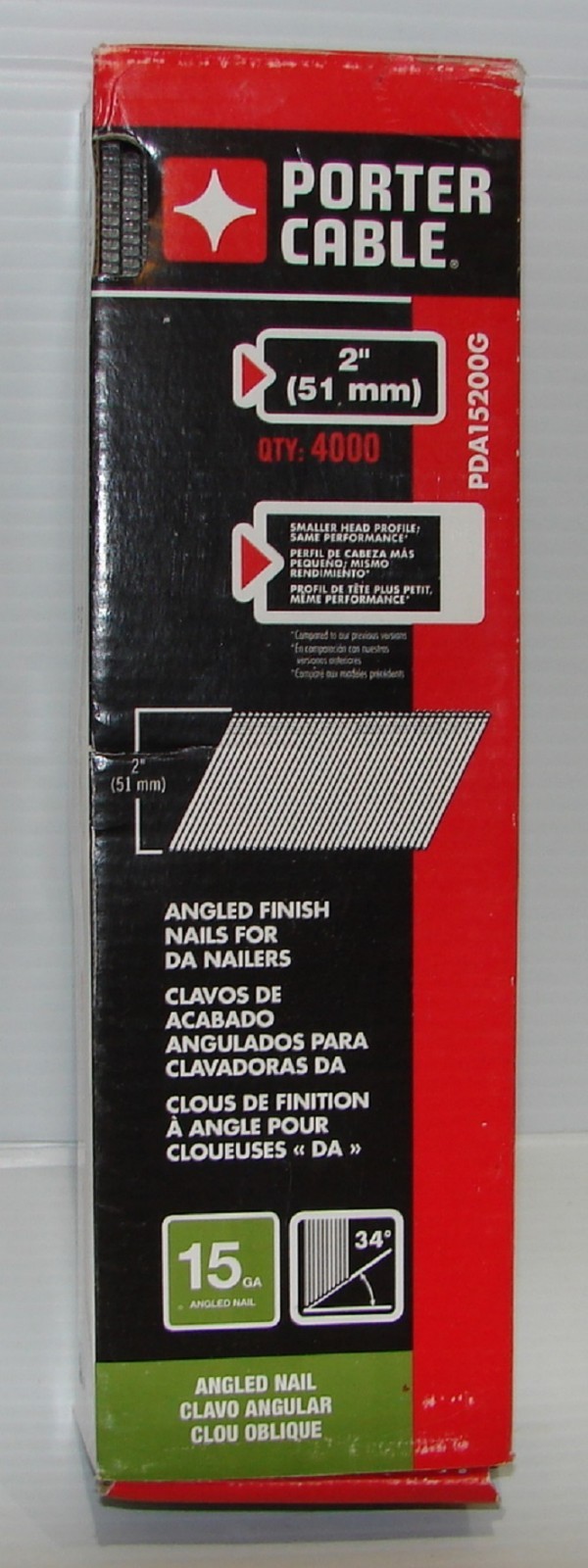 PORTER-CABLE PDA15200G 2-Inch 15-Gauge Galvanized DA Angle Finish Nails, 4M