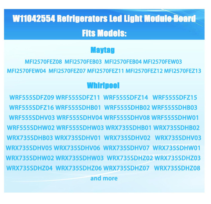 Refrigerator Light Assy Module Brand Fits for Whirlpool Maytag Amana (PCB Only)