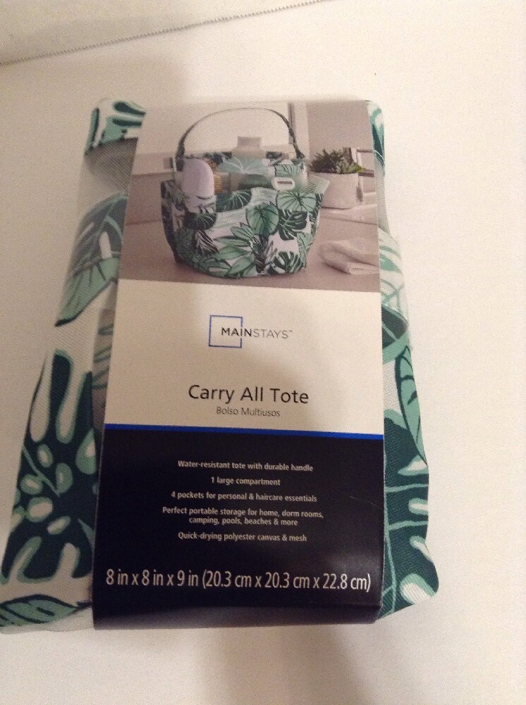 Mainstays Call All Tote Green with Handle Water Resistant 8X8X9