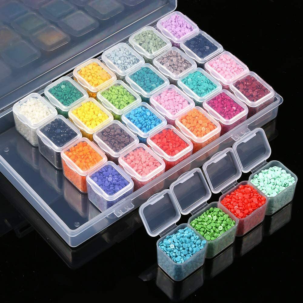 6 Pack Diamond Painting Storage Boxes, 28 Grids Per Case, 168 Total Compartments