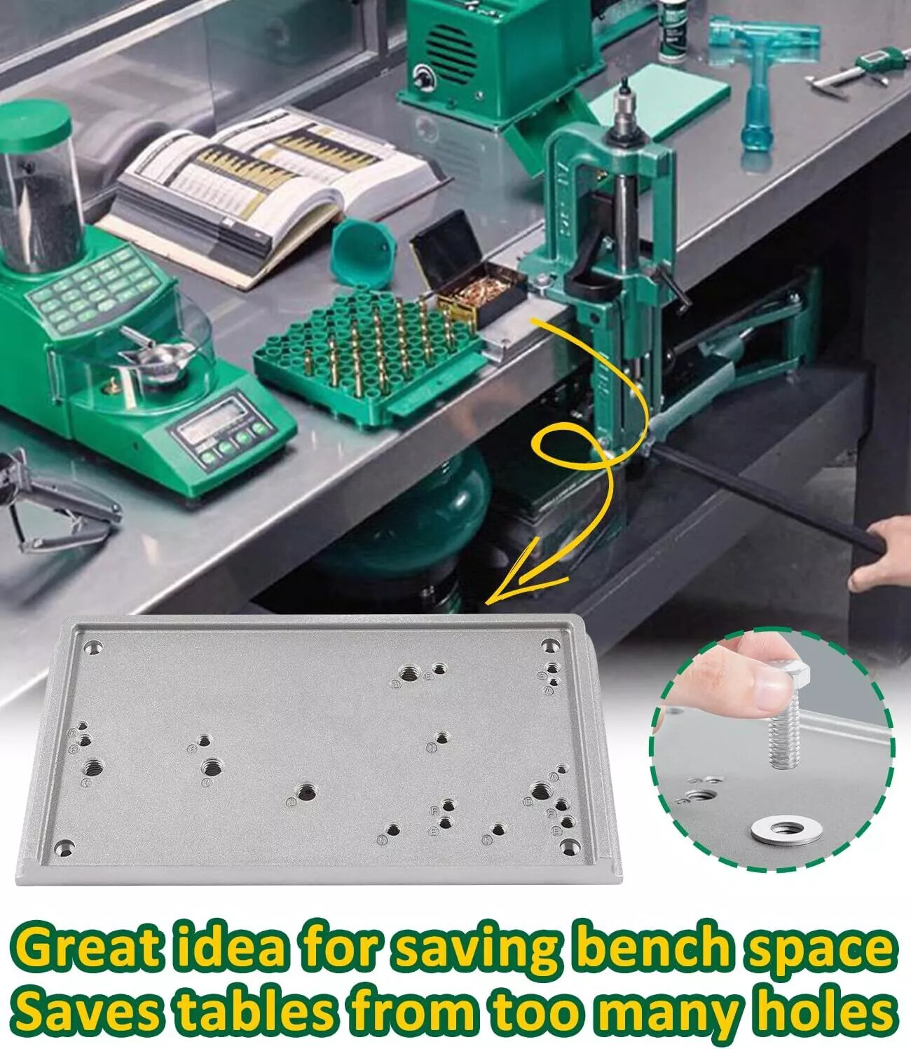 9282 Accessory Base Plate-3 Grey Reloading Bench for RCBS Rock Chucker Supreme