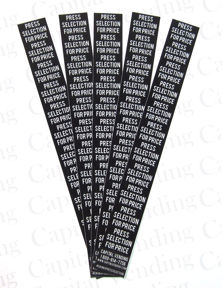 PRESS SELECTION TO DISPLAY PRICE Universal  decals for vending machines SET OF 5