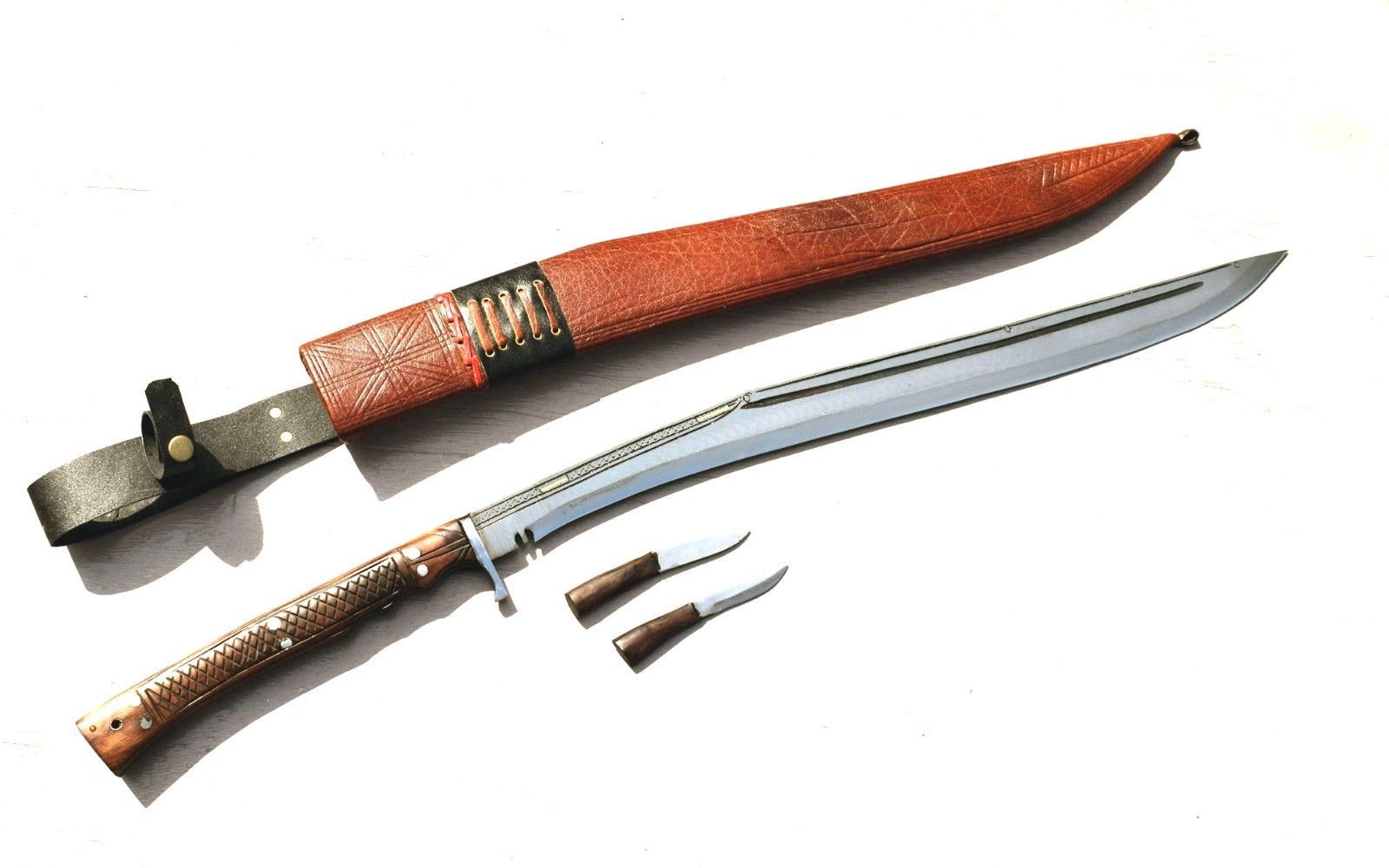 Handmade Nepalese-24" Sirupate Full Tang Traditional Kukri Knife Brown Sheath