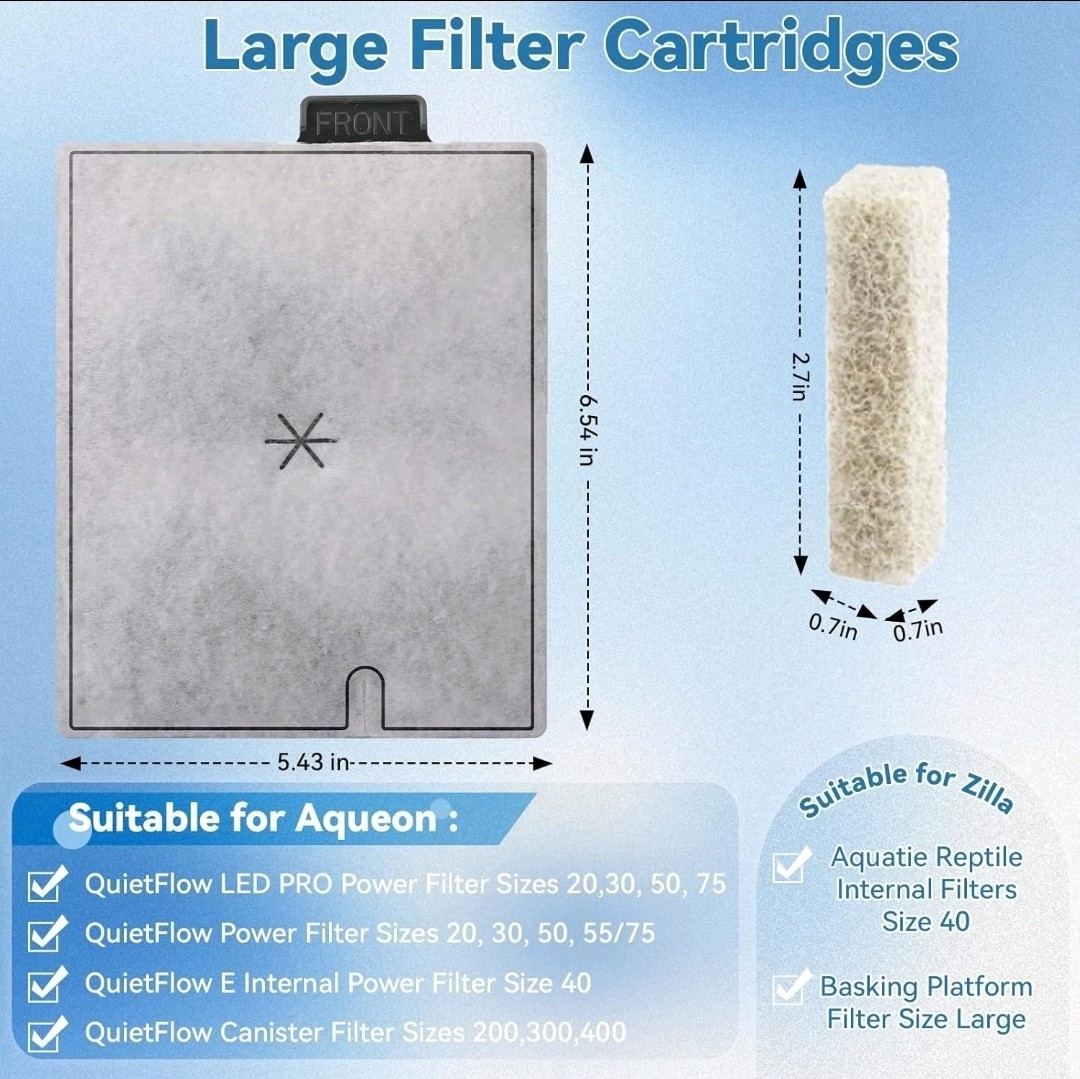 Large Replacement Filter Cartridges for Aqueon - 16 Pack