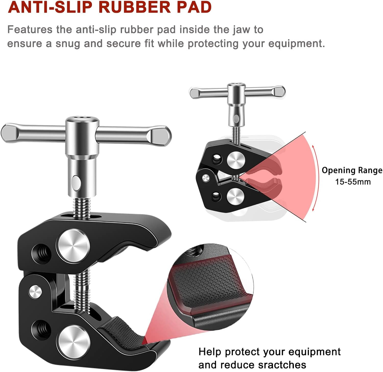 Microphone Clip Mic Clamp with Adjustable Ball Head and Mic Screw - Compatible w