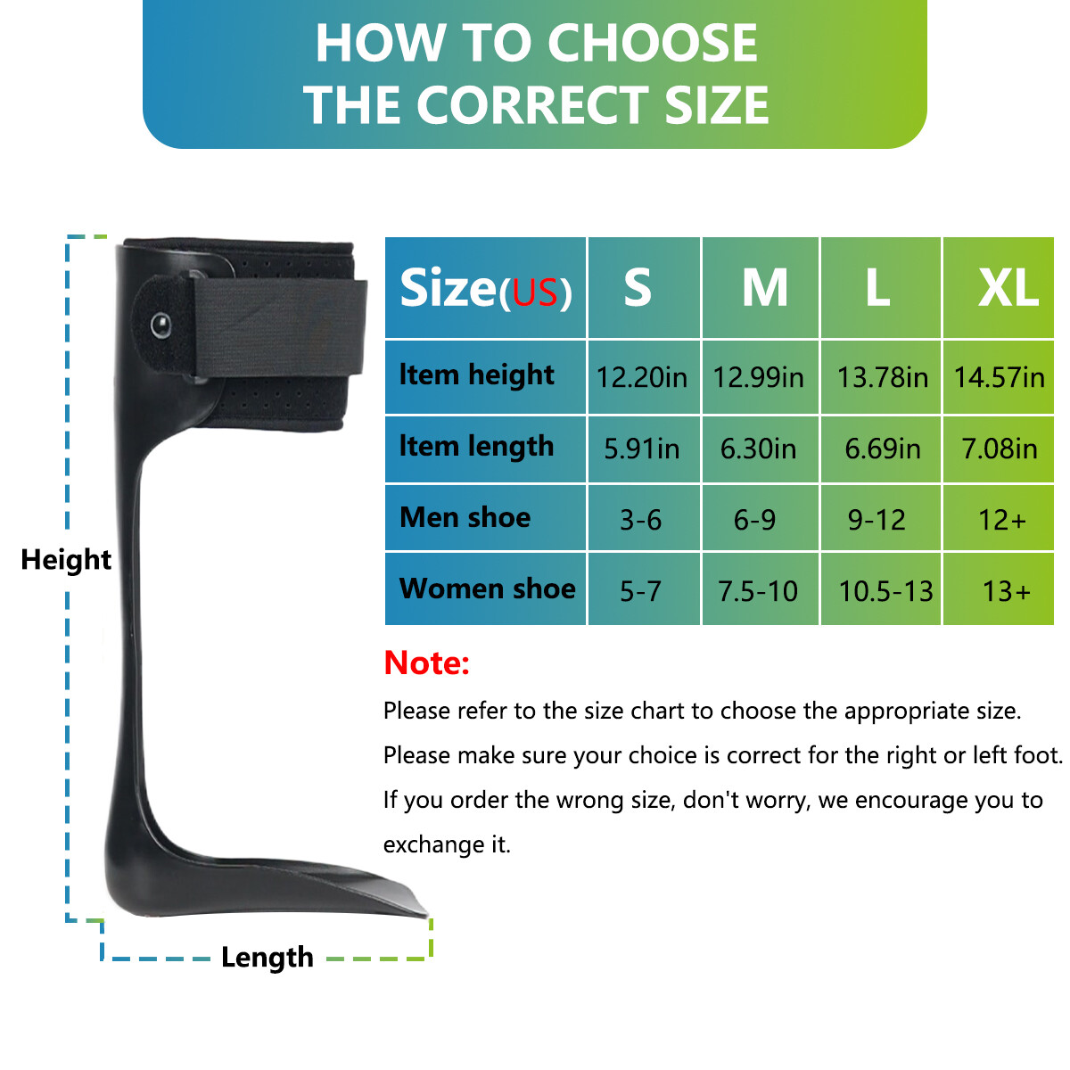 AFO Drop Foot Stabilizer Support for Walking with Shoe for Men and Women