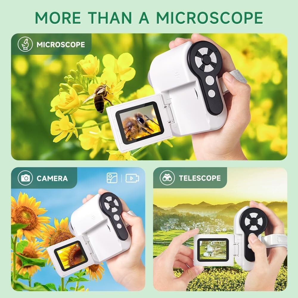Dcorn Microscope for Kids 3-in-1 1000X Handheld Mini Scope with 2" LCD Screen