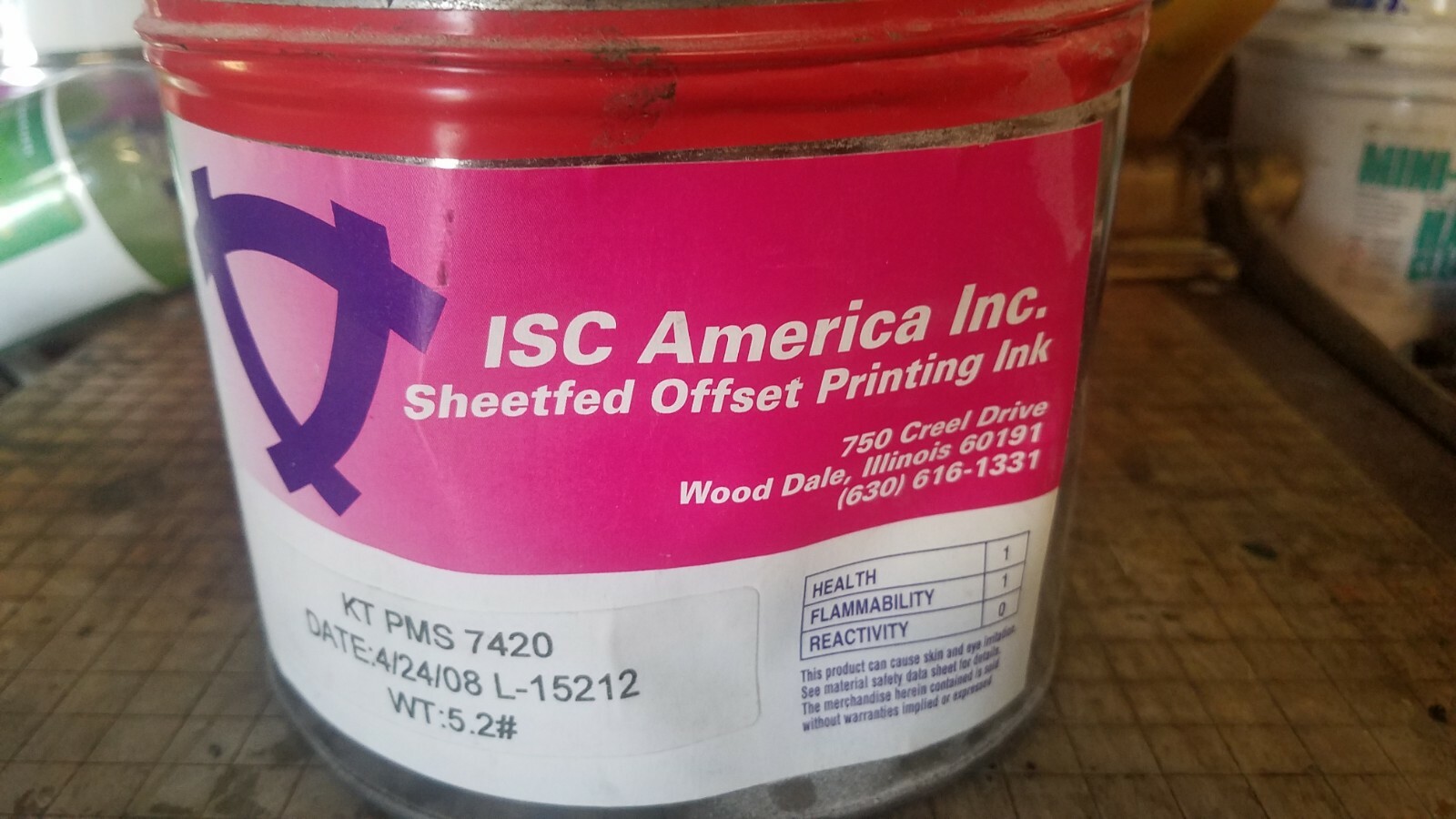 ISC America Offset printing ink Pantone 7420  -5 lbs  Unopened