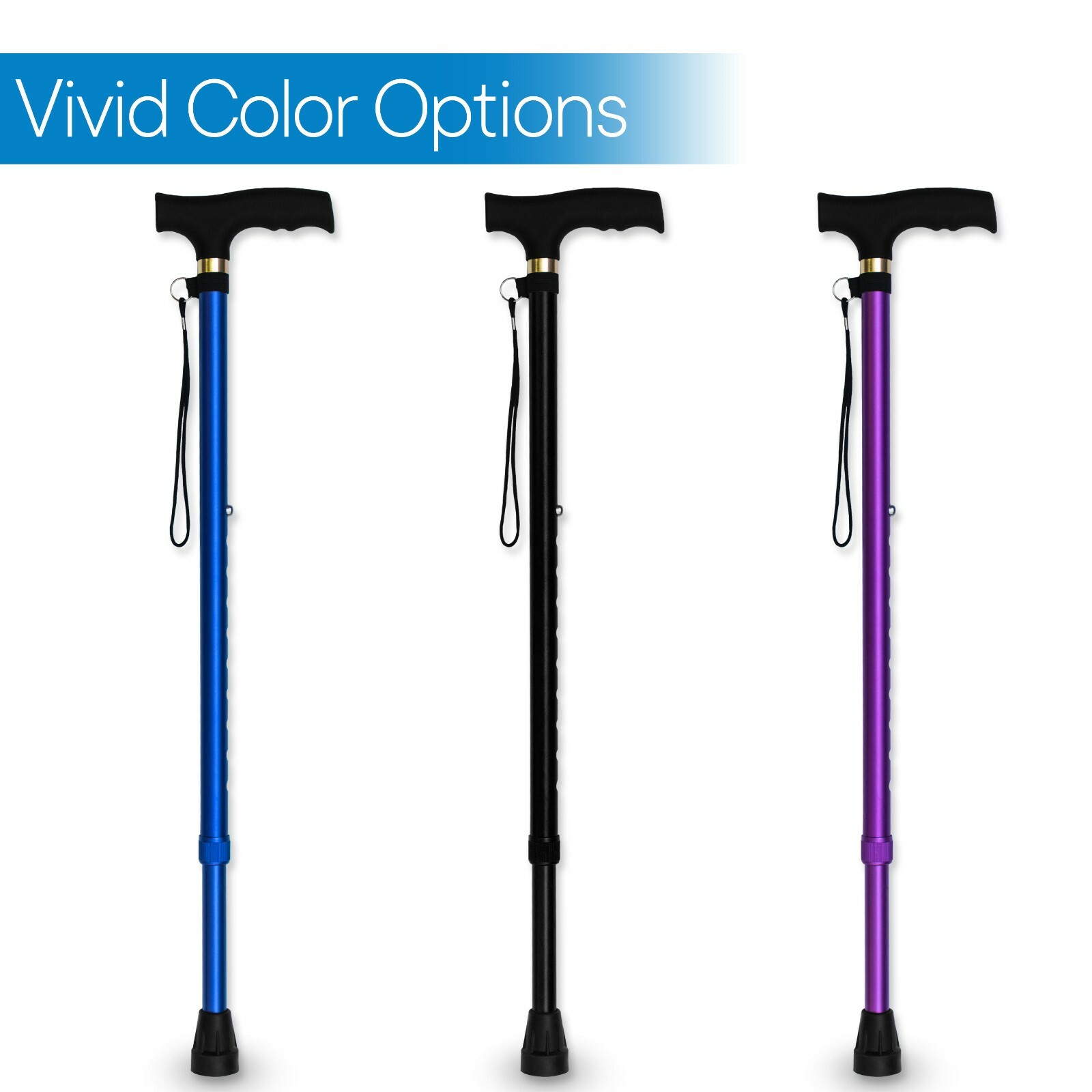 RMS Adjustable Walking Lightweight Aluminum Cane with Ergonomic Handle -3 colors