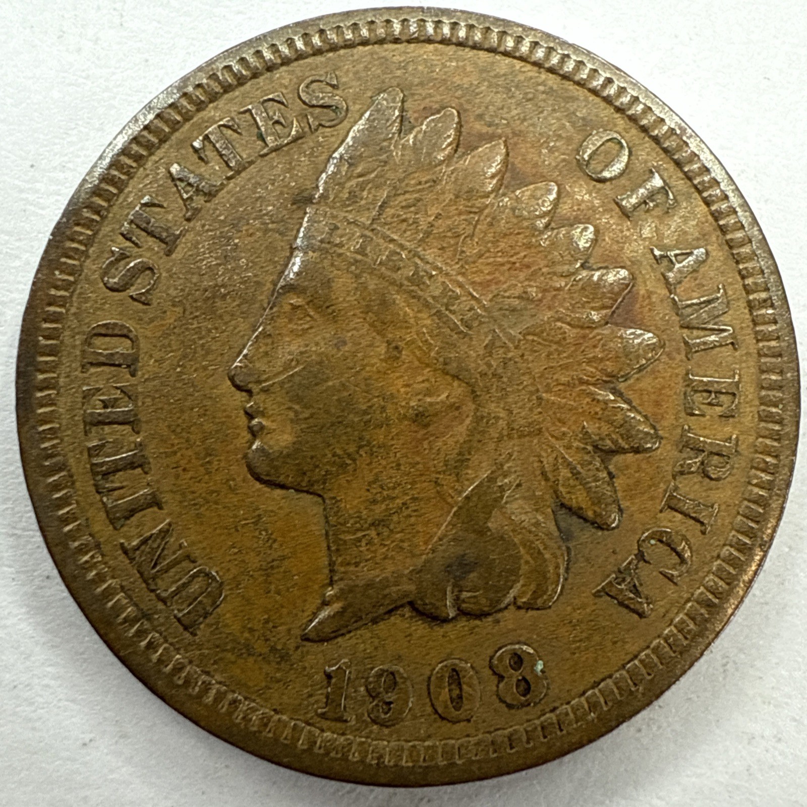 1908 Indian Head Cent Exact Coin Imaged #IND2124