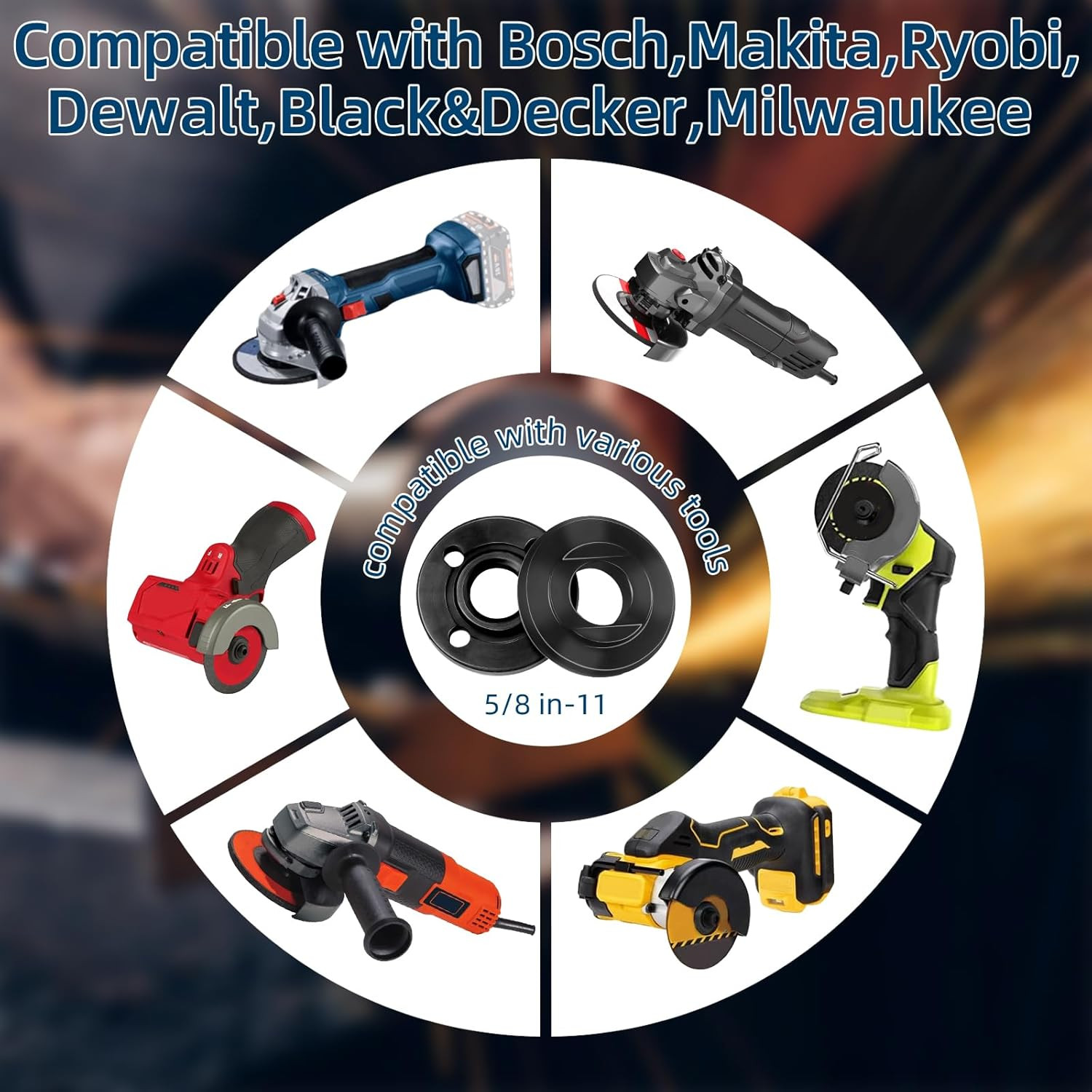 7PCS Angle Grinder Nut & Flange Set - Compatible, Milwaukee, Bosch