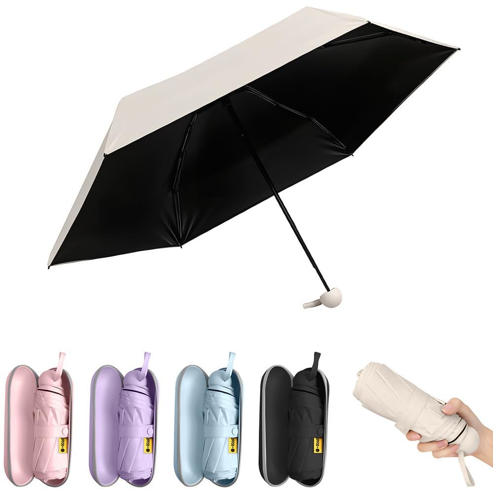 TOPSAIL Pocket Mini Umbrella Compact for Travel, UV Sun 1 person, Beige