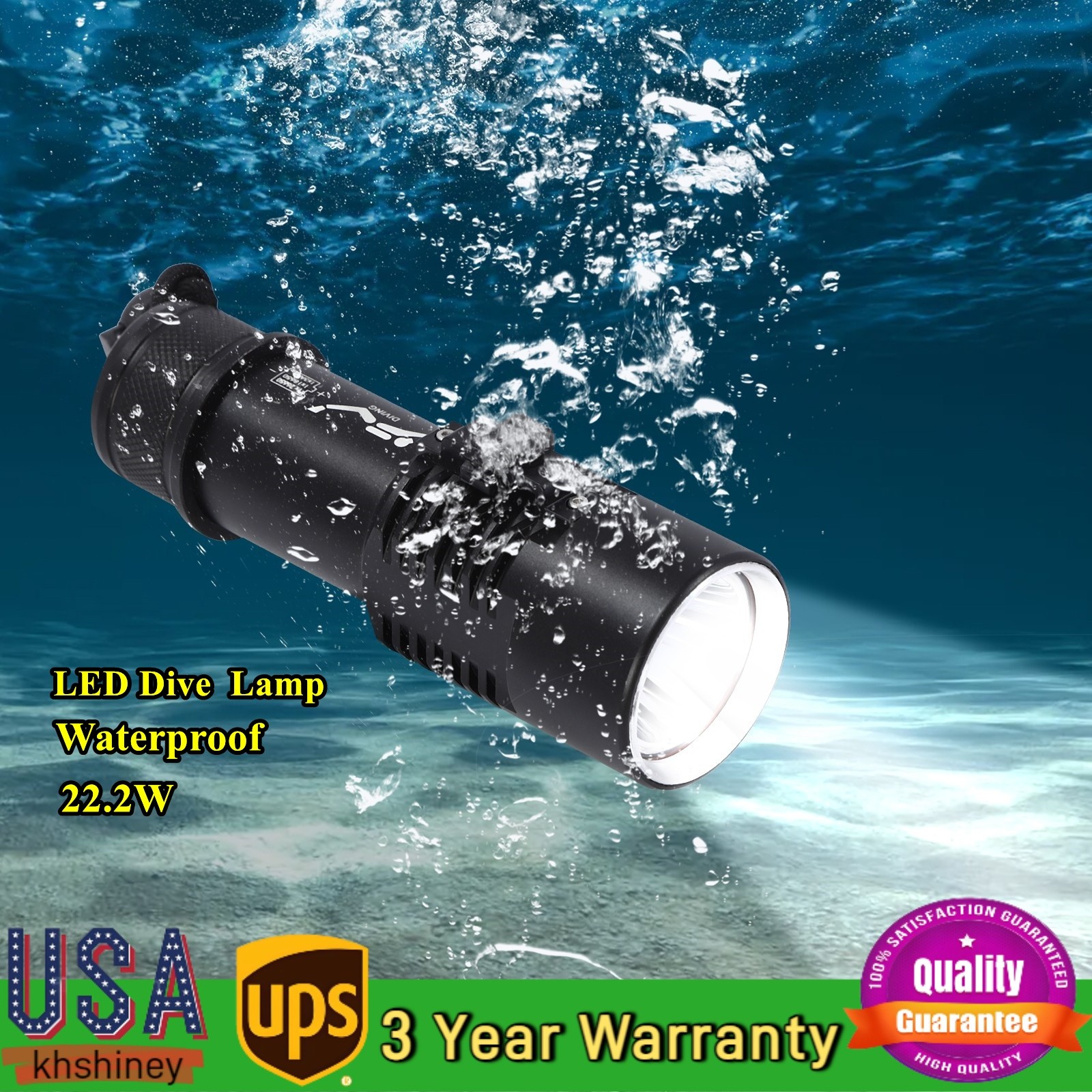Waterproof  LED Underwater Flashlight Diving Light Dive Scuba Lamp Professional