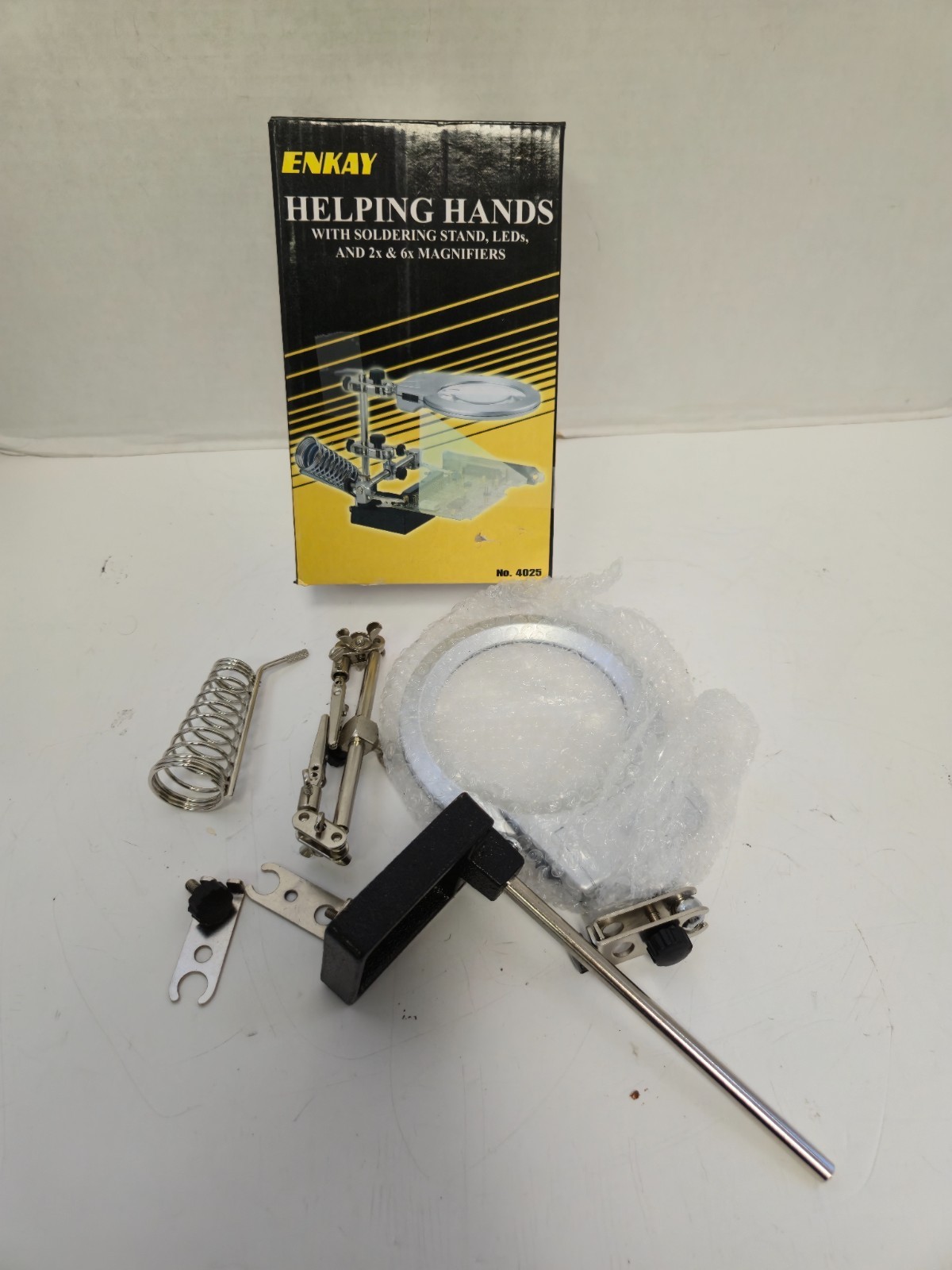 Enkay Helping Hands With Soldering Stand, LED, 2x and 6x Magnifiers