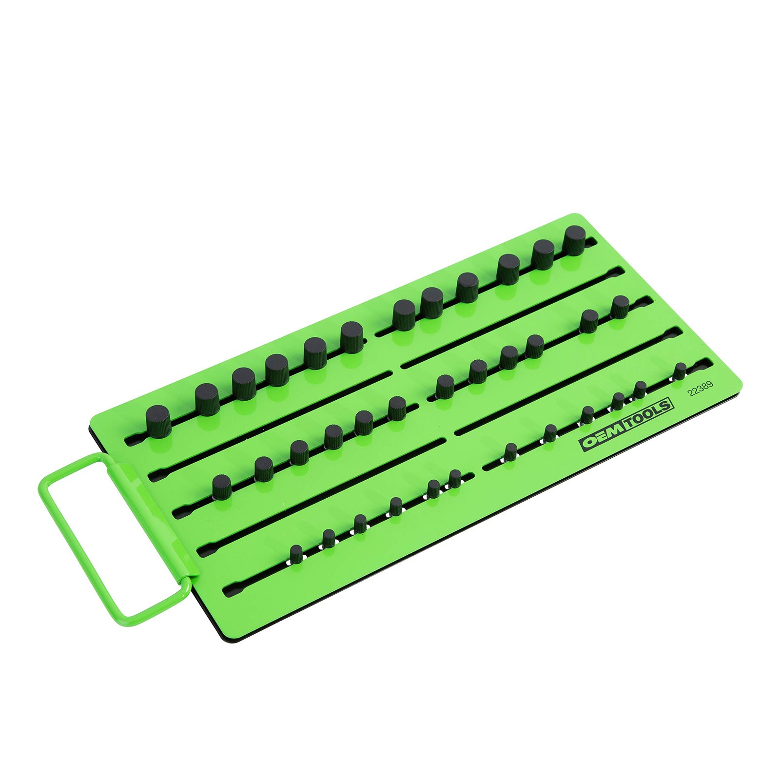 Magnetic Socket Organizer Tray Portable Green 5 Row Drive Studs Tool Box