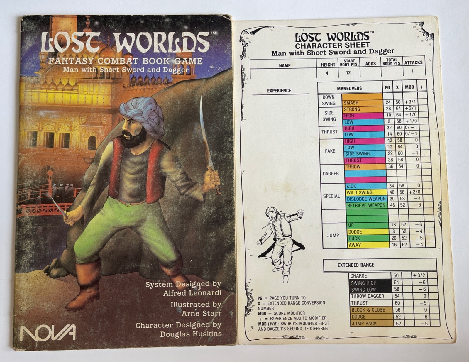 Lost Worlds Man With Short Sword & Dagger Combat Book Game Nova Games 1985 #1014