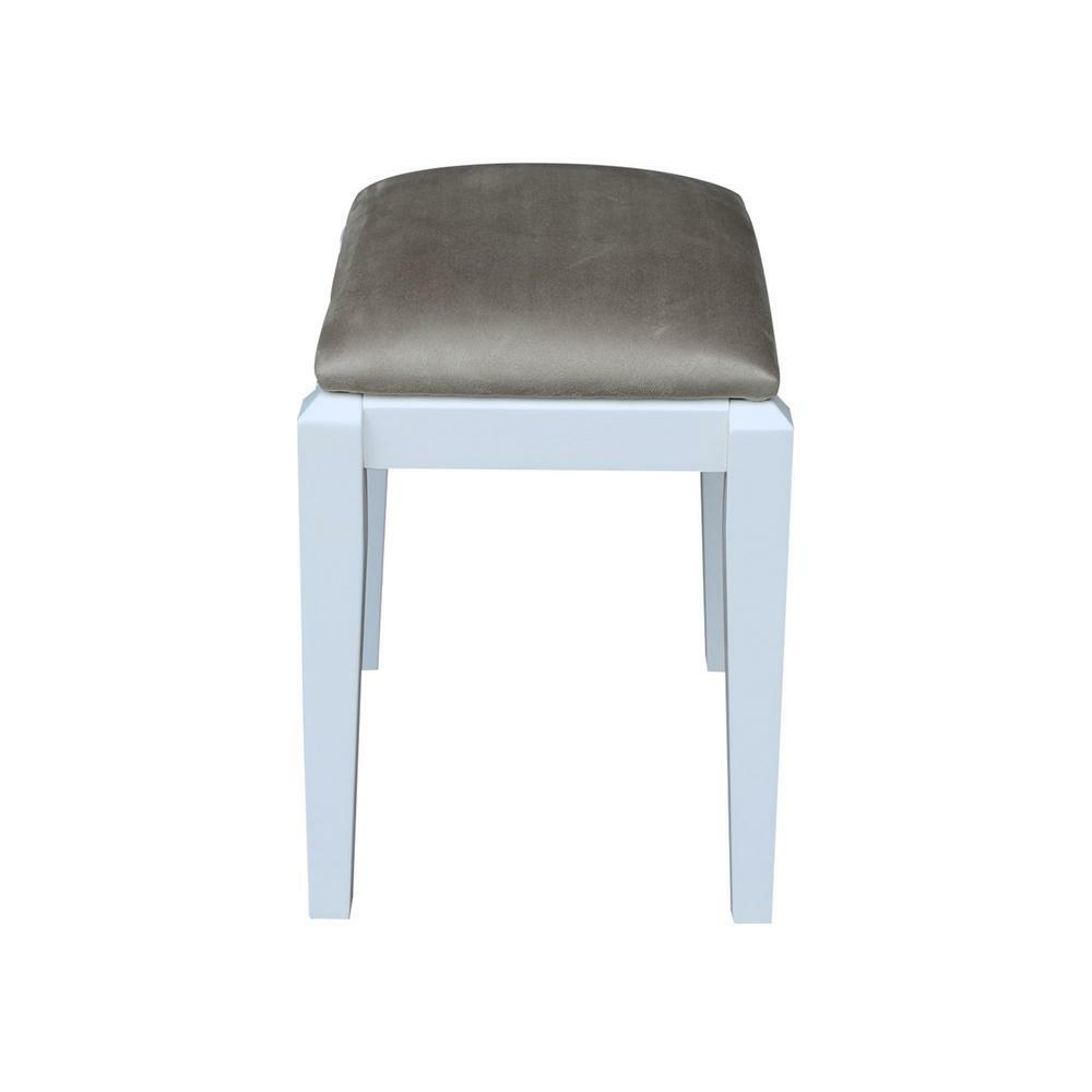 International Concepts Vanity Bench White Backless Upholstered Seat Solid Wood