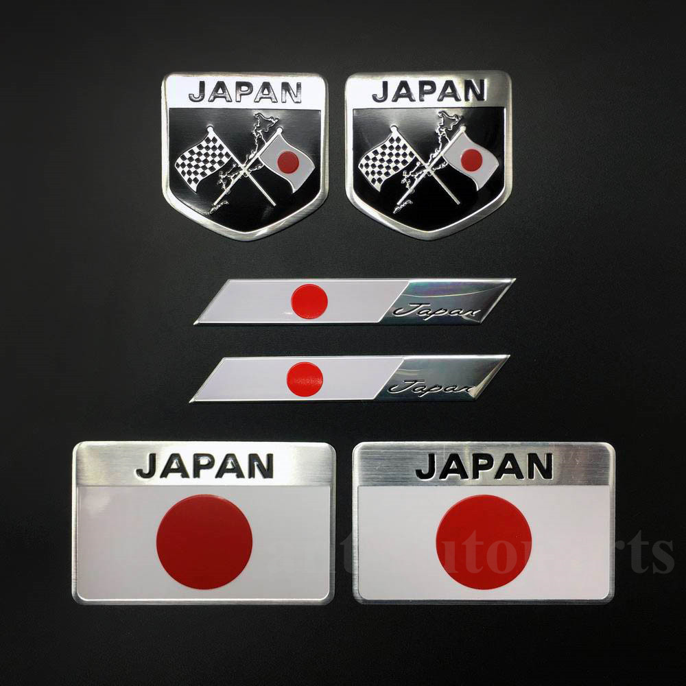 6pcs Aluminum Japan Japanese Flag Car Trunk Fender Badge Emblem JDM Stickers