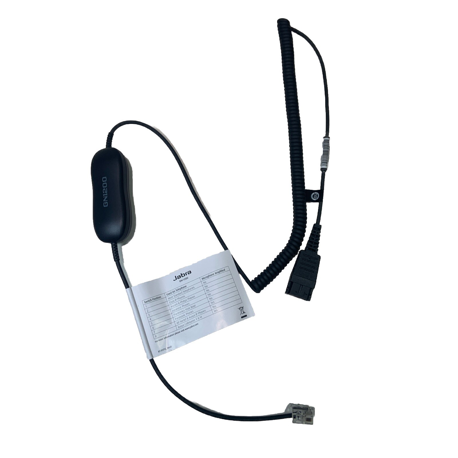 Jabra QD GN1200 88011-99 7-Foot Coiled Smart Cord For Jabra Headsets Lot Of 5