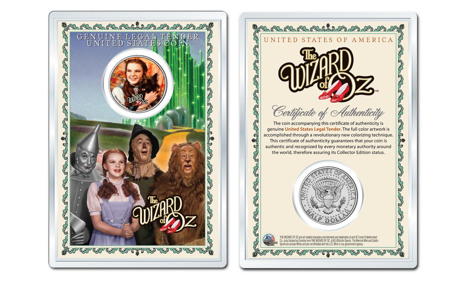 WIZARD OF OZ - Dorothy JFK Kennedy Half Dollar U.S. Coin with 4x6 Lens Display
