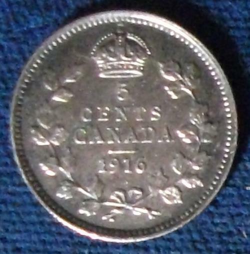 1916 Canada 5 Cents XF