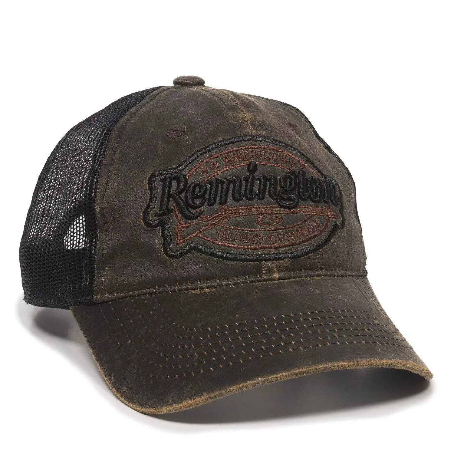 Outdoor Cap Remington Mens Weathered LC Logo Hat RM17A Dark Brown/Black One Size