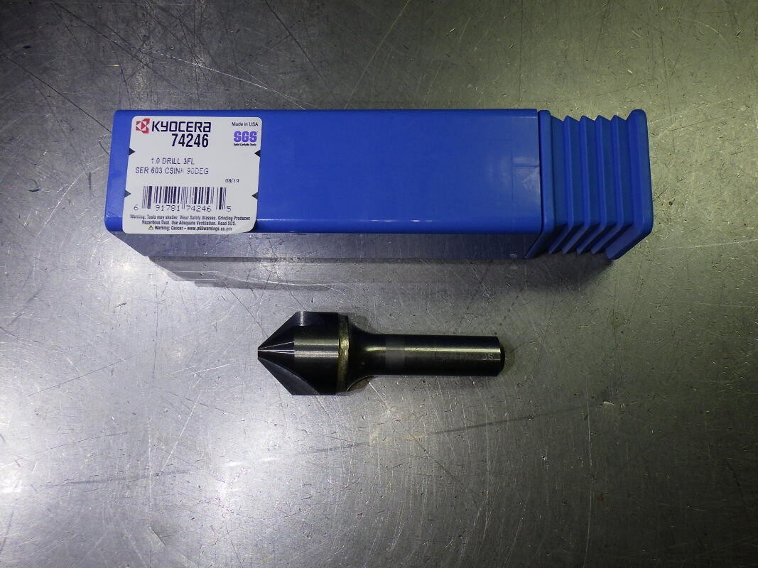 Kyocera/SGS 1" 3 Flute 90 Deg Carbide Countersink 1/2" Shank 74246 (LOC1832B)