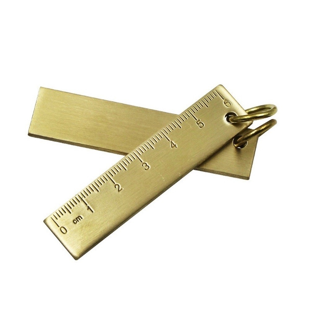 Compact Engraved Brass Ruler 60mm Keychain Measuring Tool Finish