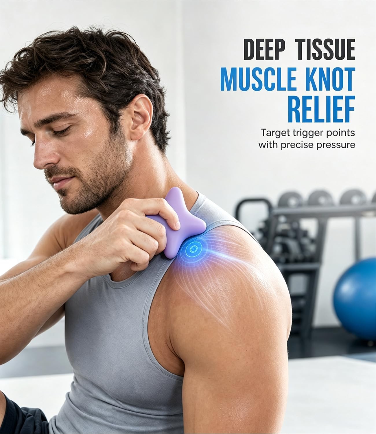 Runtlly Trigger Point Massage Tool, 3" × 2.6", Deep Tissue Manual Purple