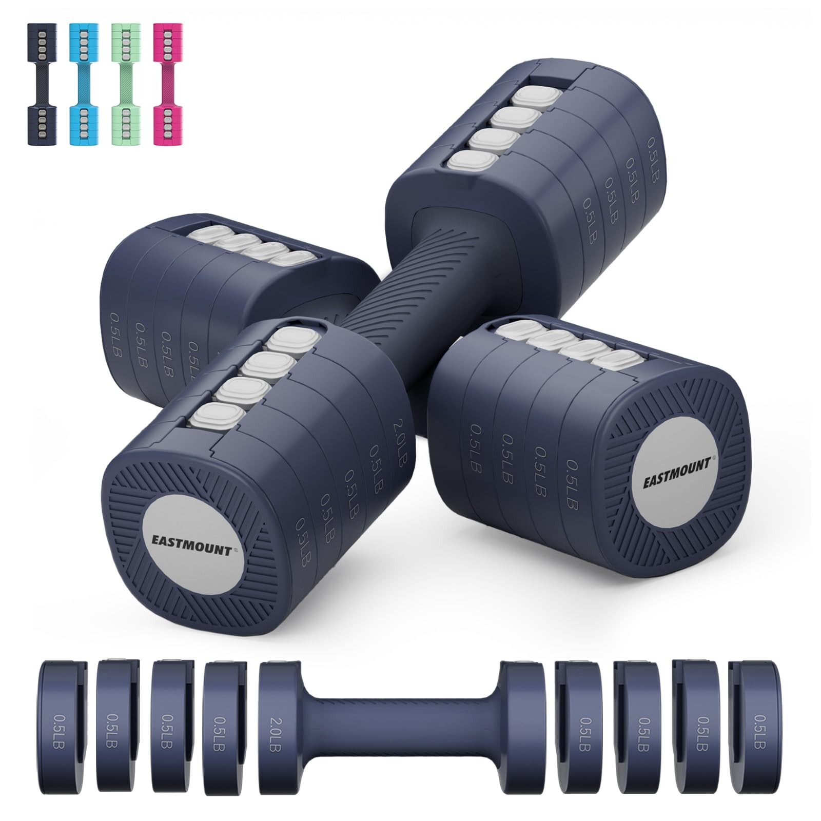 Adjustable Weight Dumbbells Set of 2, 8 in 1 Hand Weights for Women 2lb/3lb/4...