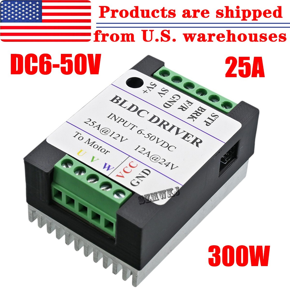 300W Sensorless BLDC Brushless Motor Drive Controller DC12-48V PWM Reverse Brake