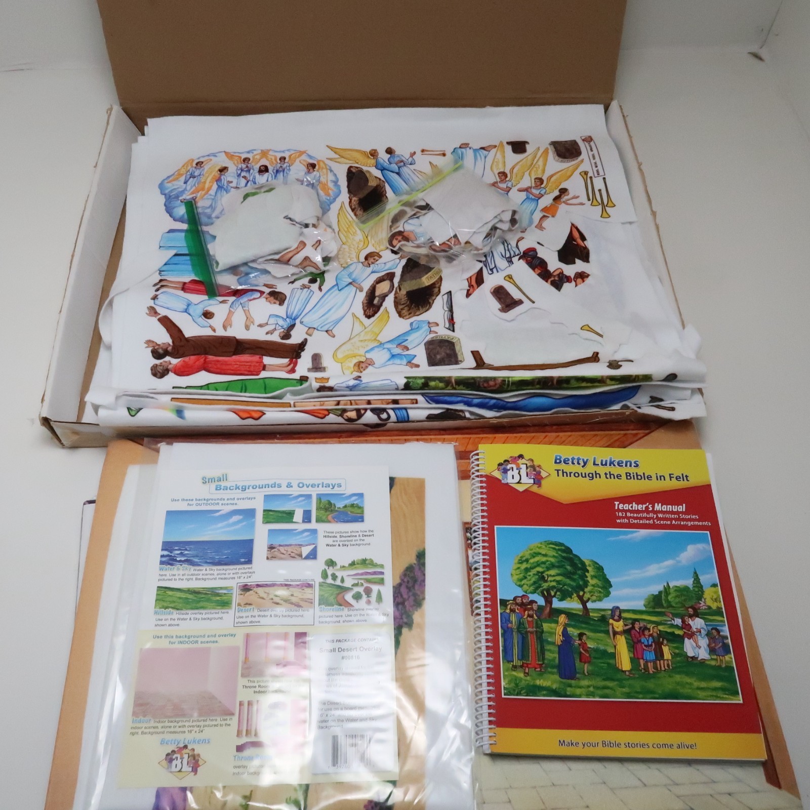 Huge Lot Felt Pages Large Box Display Scenes Betty Lukens Through the Bible
