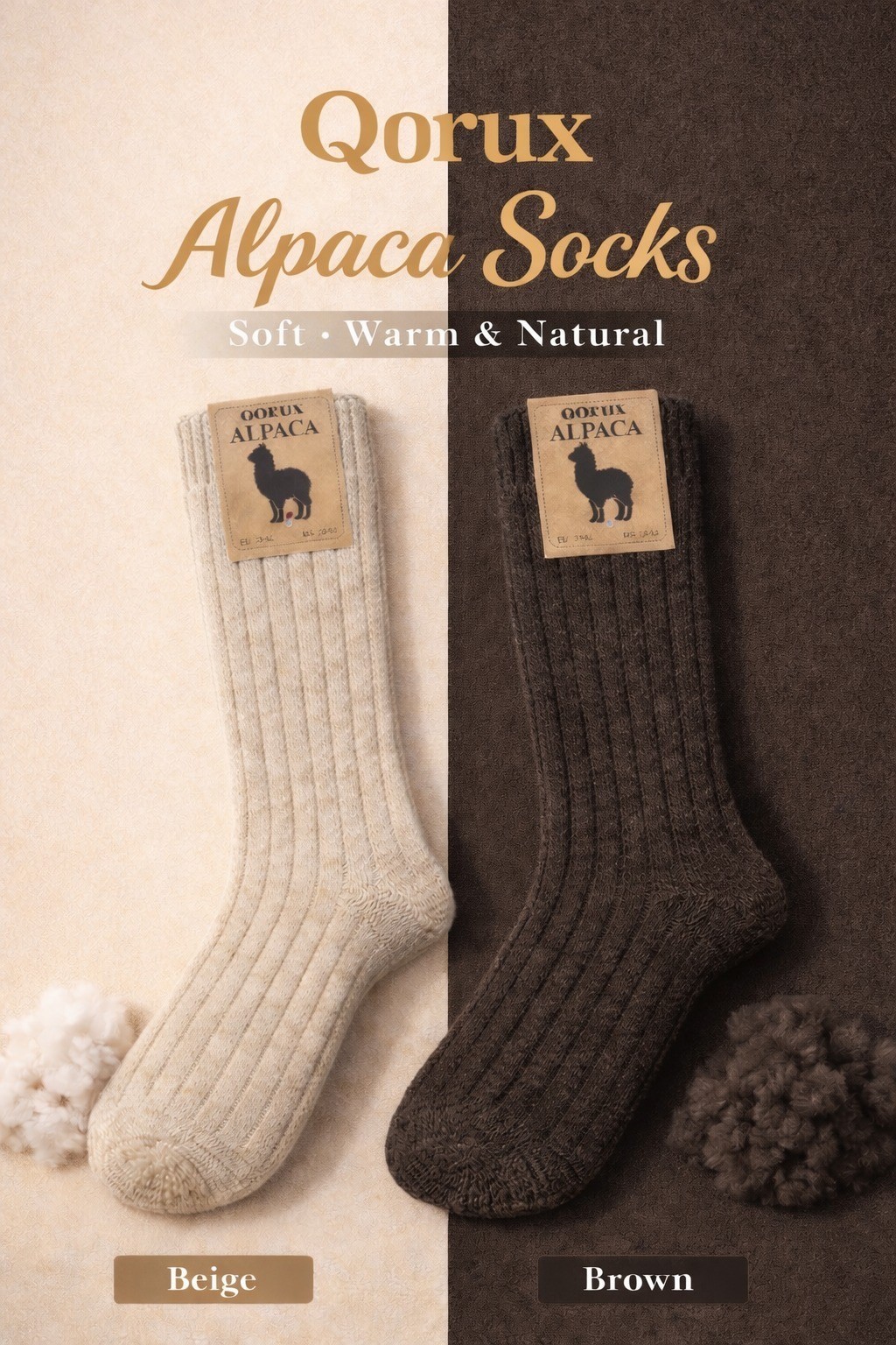 4 Pairs Alpaca Wool Thermal Nature Warm Winter Socks For Women & Men