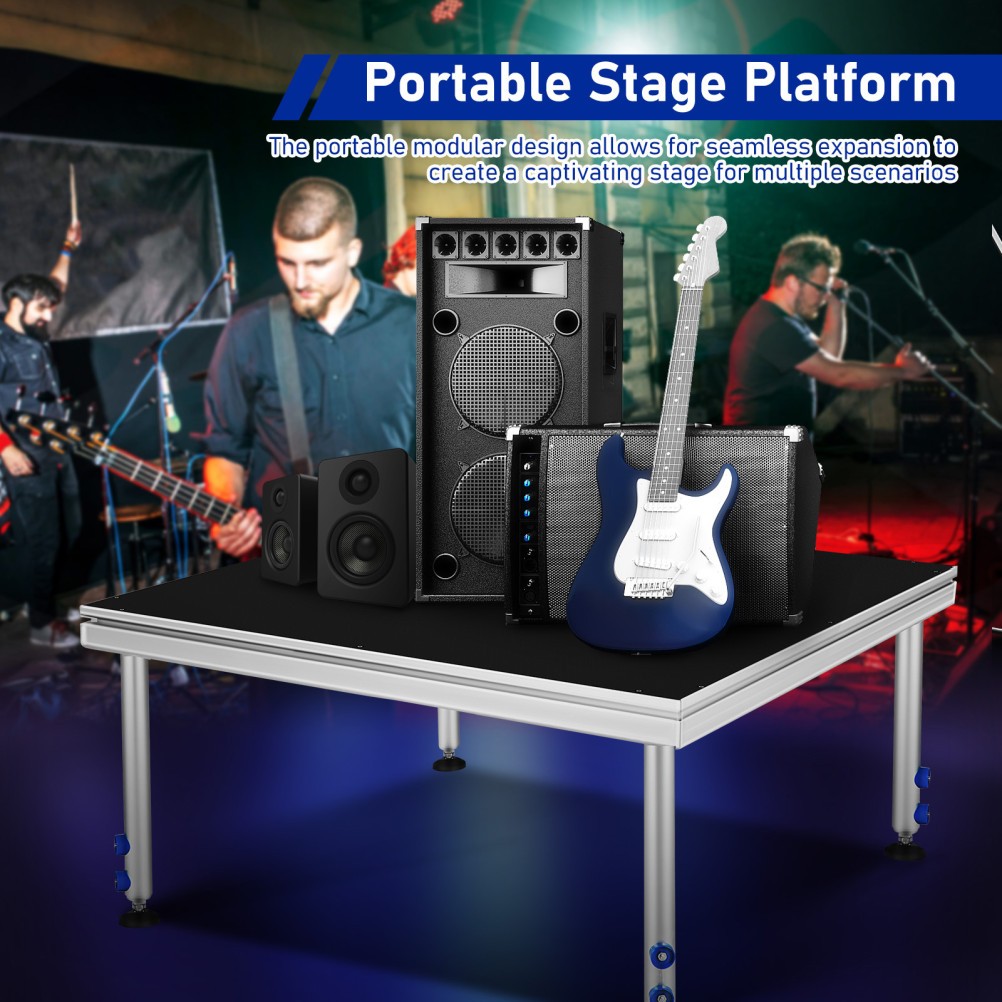 Portable Stage 4x4 ft Height Adjust Stage Riser 24"-40" Modular Stage Platform