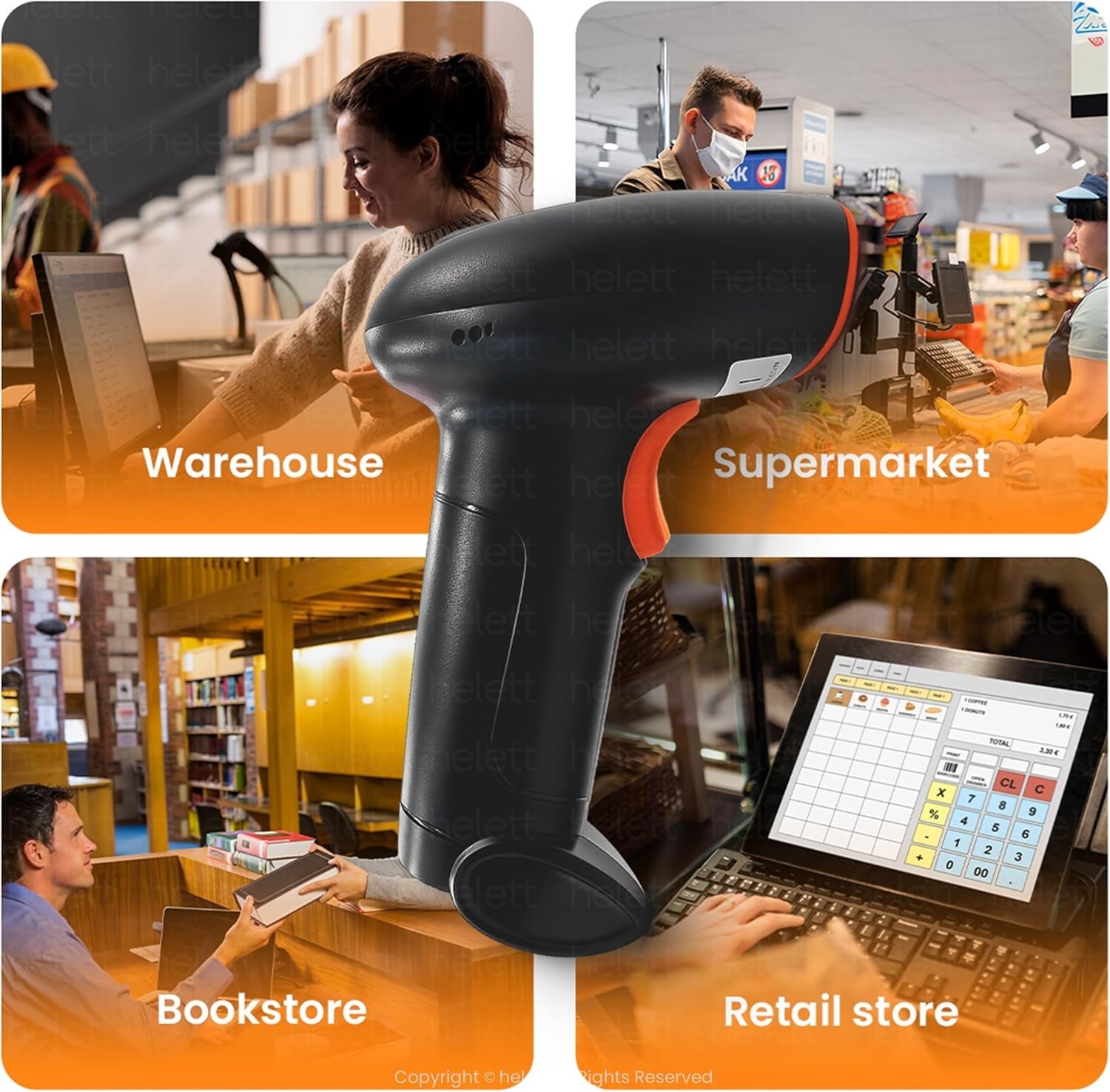 HT20 Wireless 2.4GHz 2D & 1D Barcode Scanner QR Code & Barcode Wired & Wirele...