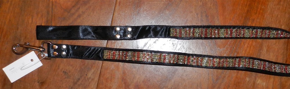 Leash Ganz Pinks and Yellows Striped Rivets 1" Dog size XL New
