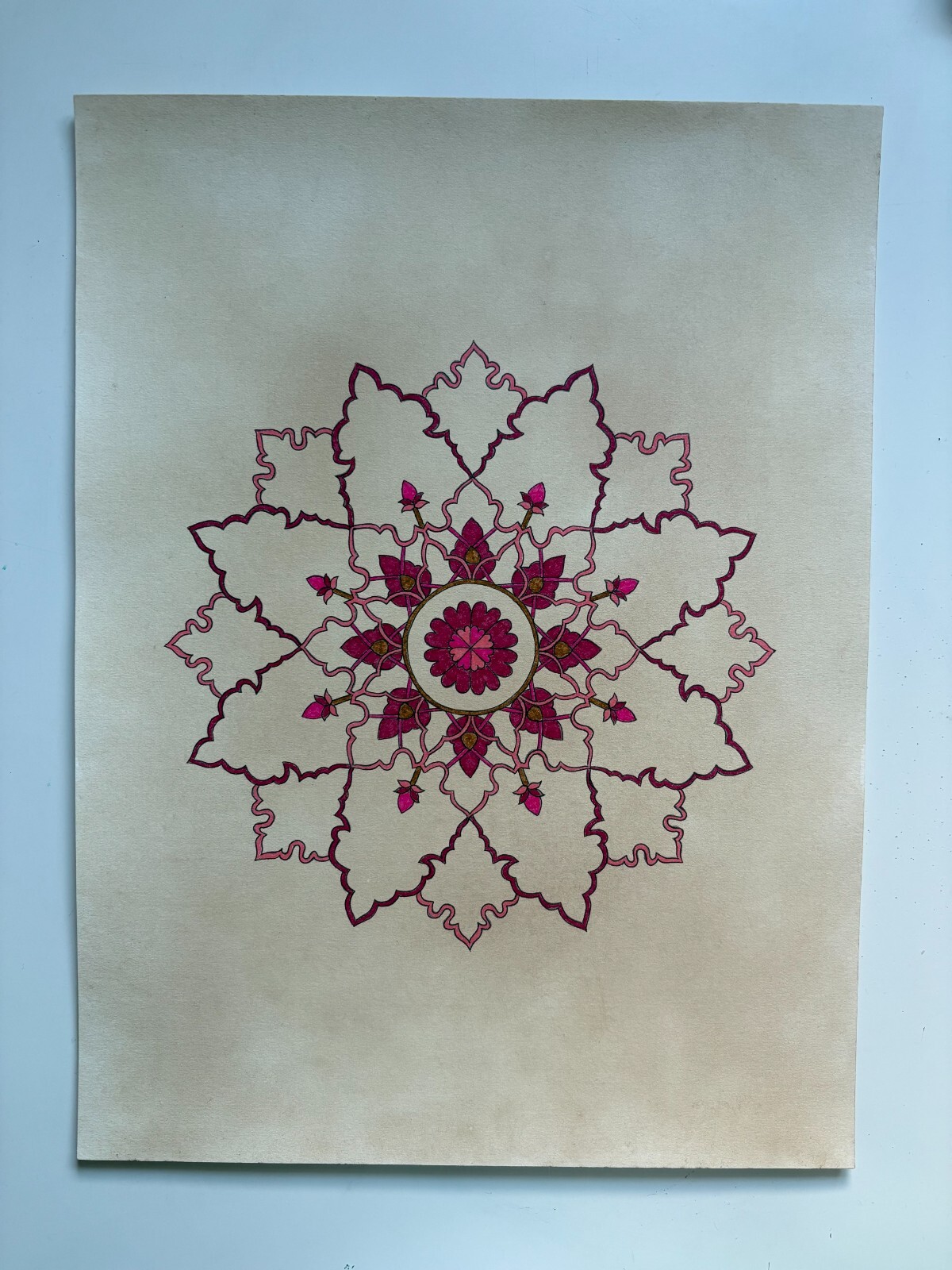Original Art-Drawing-Circular Pattern-Rosette-Mandala -9" x 12" A4 - Artwork