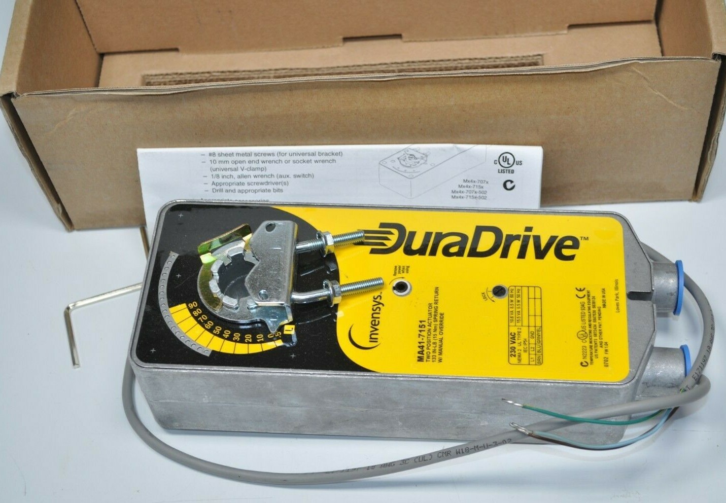 DURADRIVE TACO Invensys MA41-7151 TWO POSITION ACTUATOR 230VAC 133 in Lbs