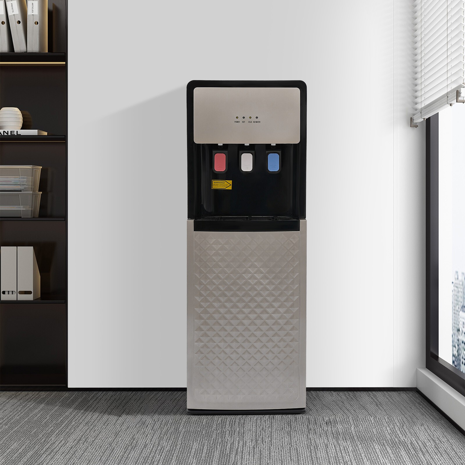 Bottom Loading Water Cooler Water Dispenser 3 Temperature Settings Silver Grey