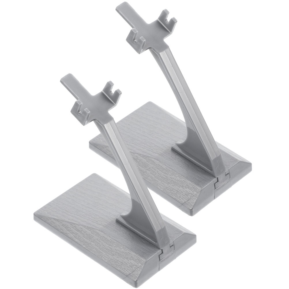 2Pcs Grey Plastic Aircraft Model Display Stand Durable Desktop Storage Rack