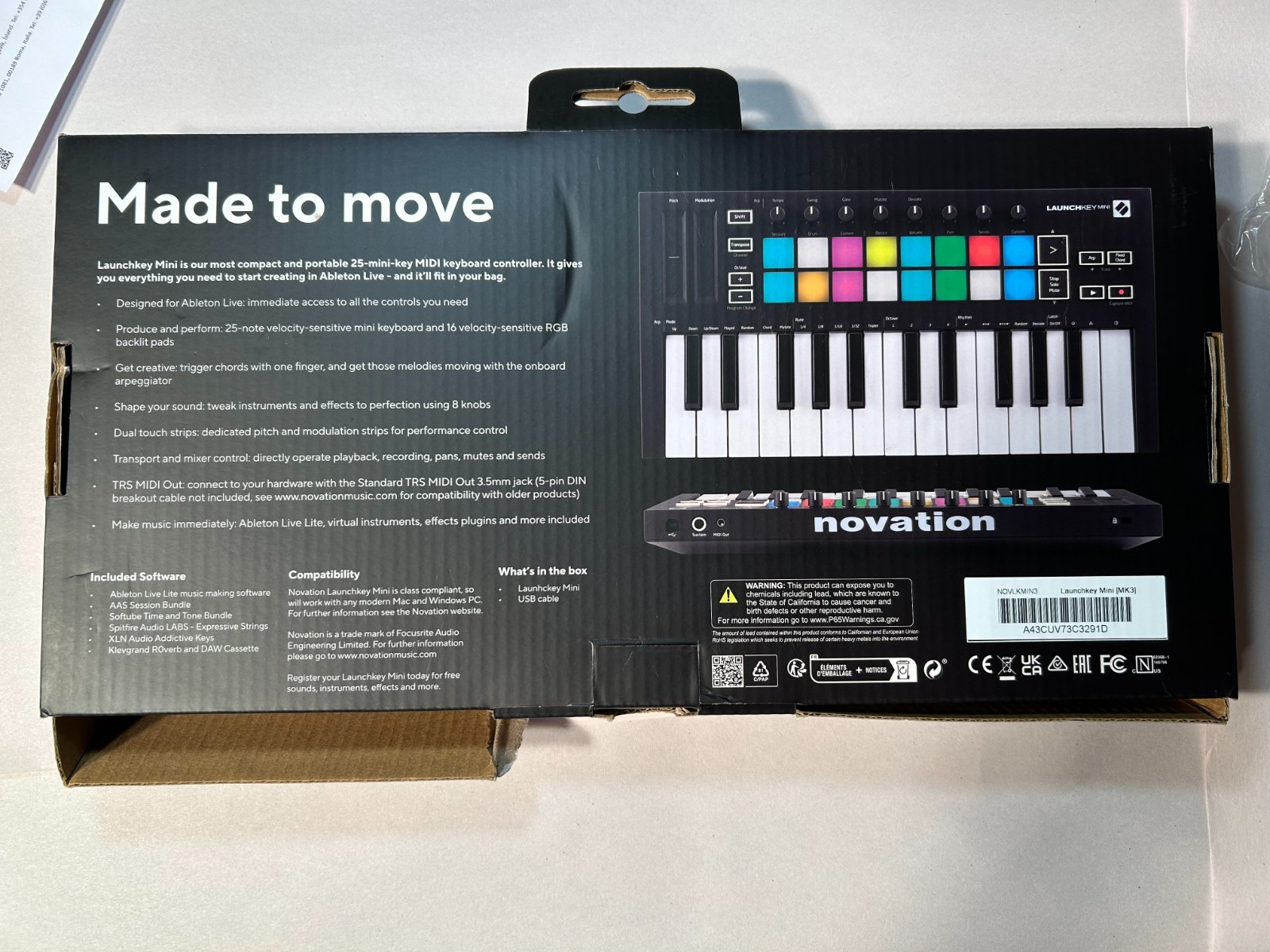 Novation Launchkey Mini MK3 MIDI Controller w/ Box & Accessories