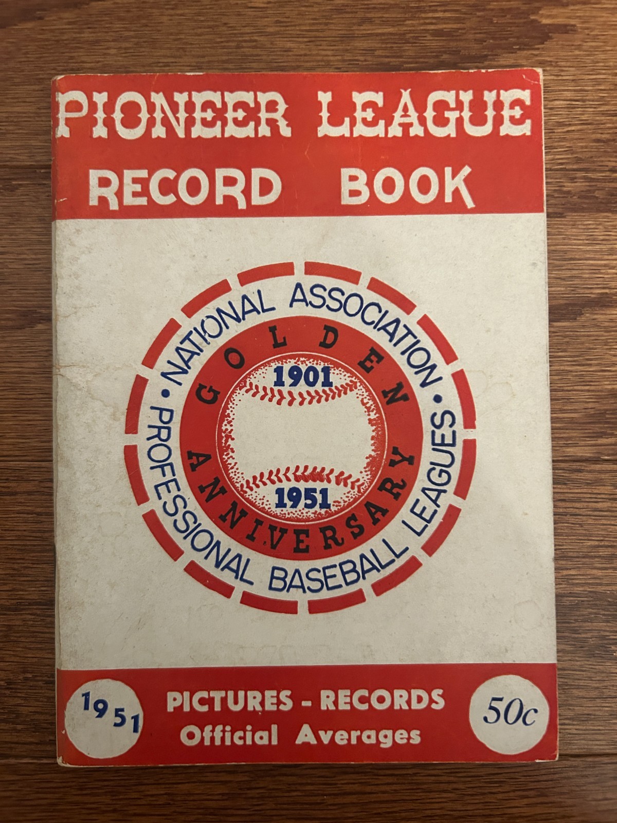 1951 Vintage "PIONEER LEAGUE" (Minor League Baseball) {NAPBL} Record Book, RARE!
