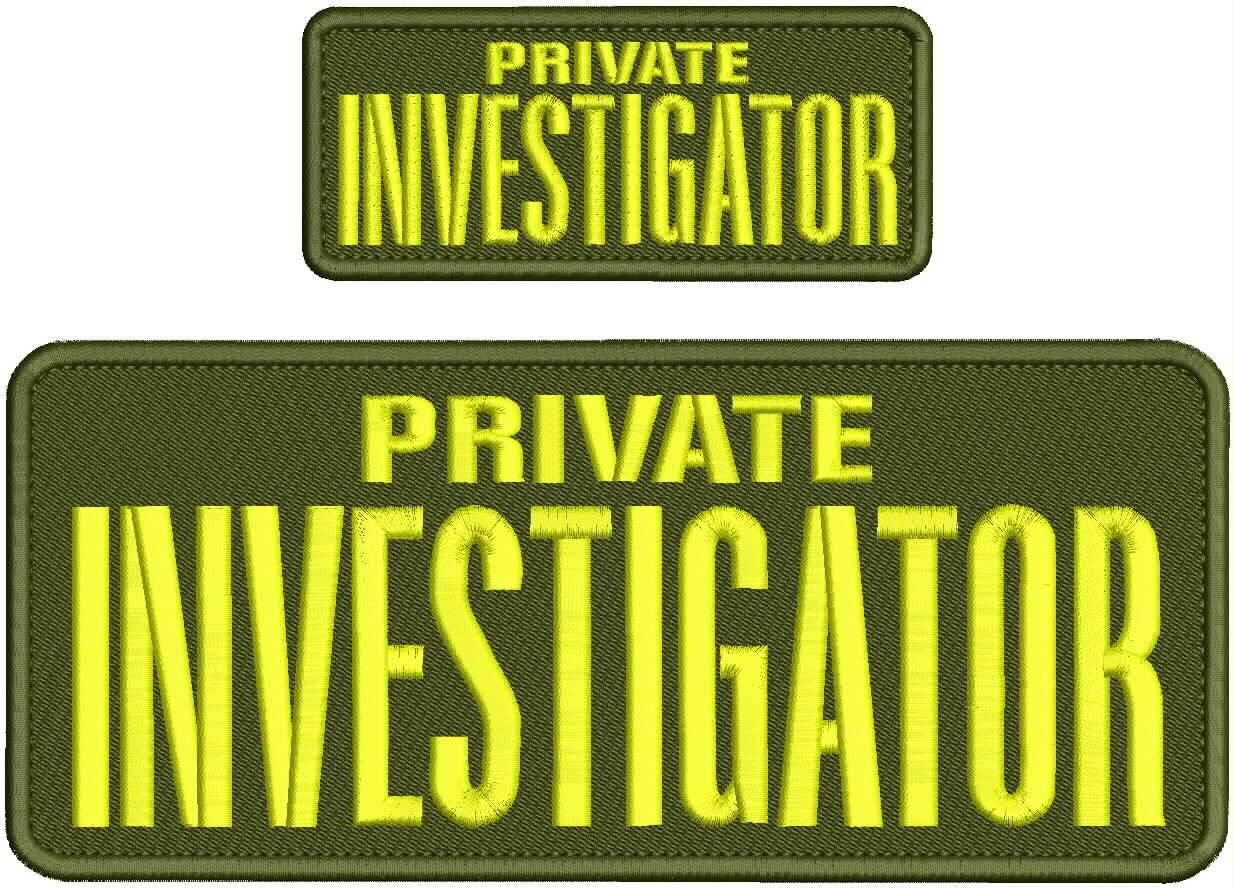 Collectible Embroidery Patch Private  I 4x10 & 2x5 With Hook Yellow On Od Green