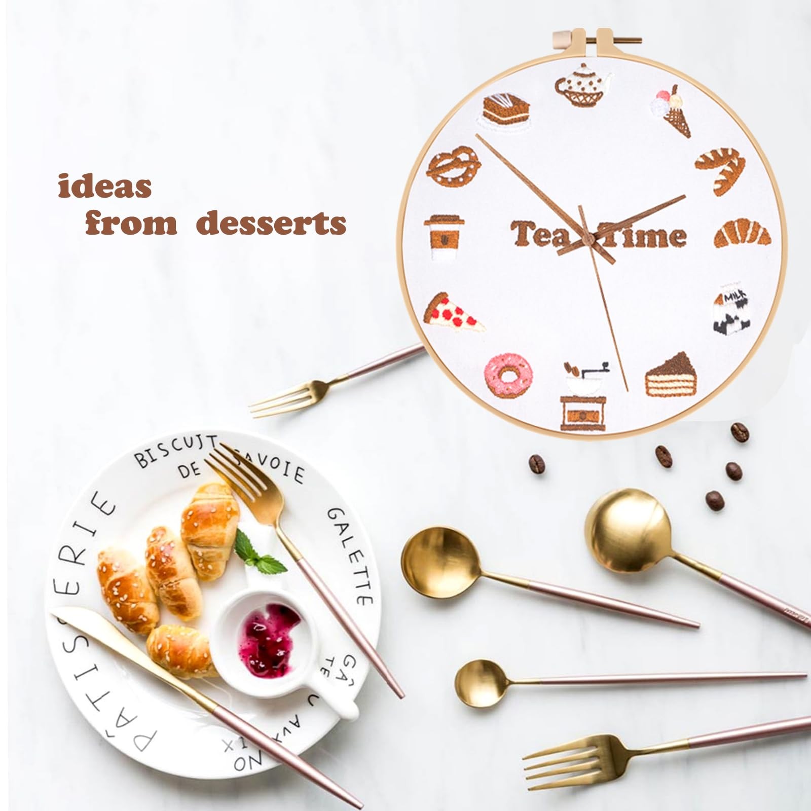 Topapfo Advanced Embroidery Kit with Beginner Tutorials, 9.5 inches, tea time