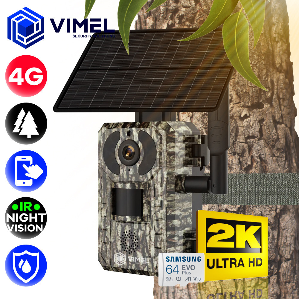 Farm Security Camera 4G without wifi  Solar Panel Battery Powered 2K Outdoor PIR