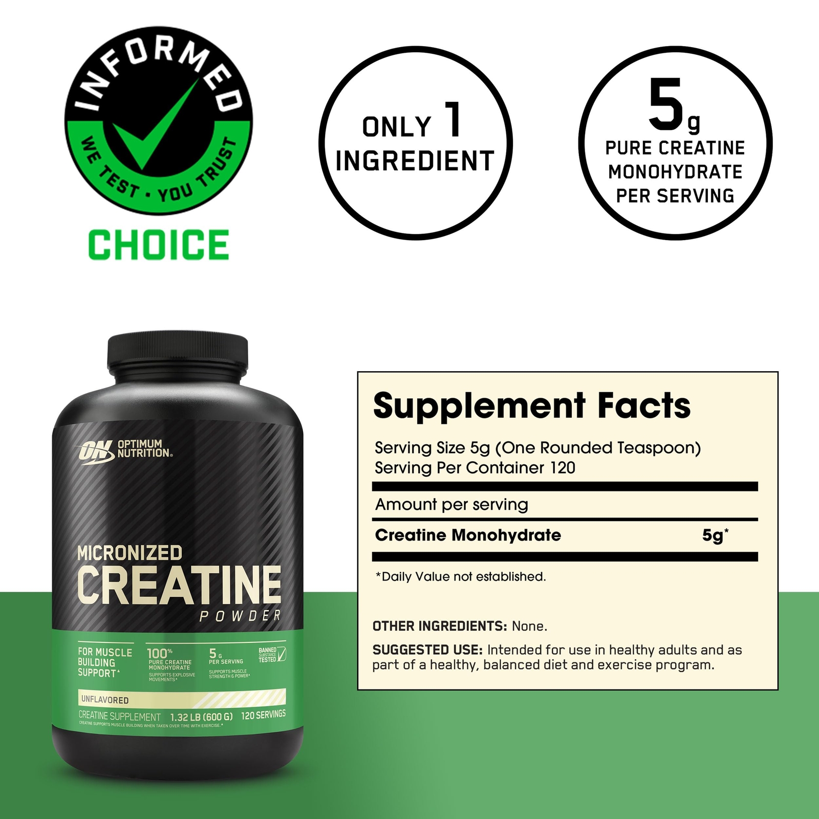 Micronized Creatine Powder Unflavored 1.32 lb 600 g