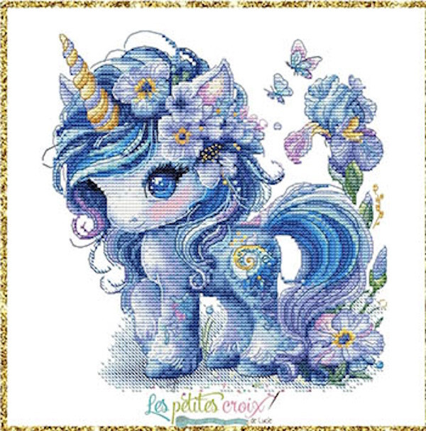 Unicorn Blue Flowers~Les Petites Croix De Lucie
